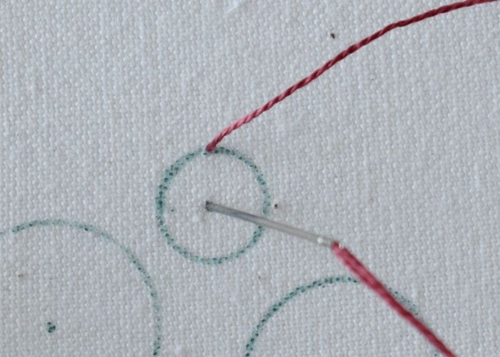 Buttonhole Wheel Stitch embroidery tutorial step 2 image