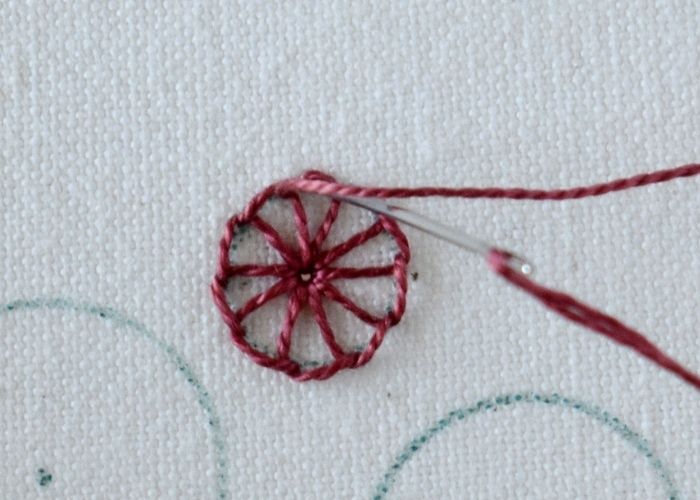 Buttonhole Wheel Stitch embroidery tutorial step 6 image