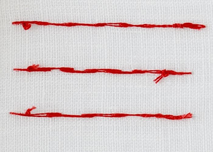 Open Back stitch embroidery sampler reverse side image