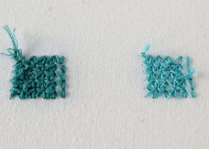 Velvet Stitch embroidery sampler back side image
