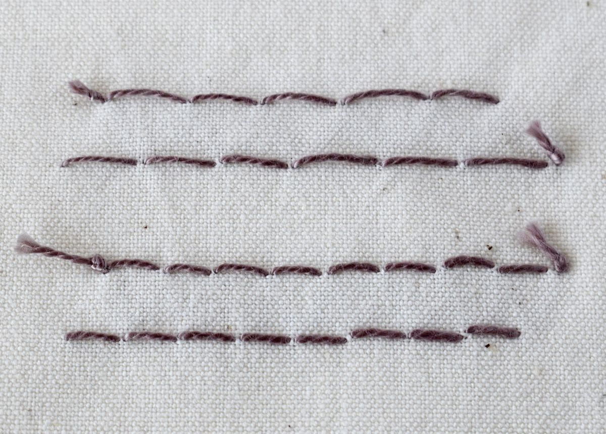 Closed Feather Stitch hand embroidery sampler back side image