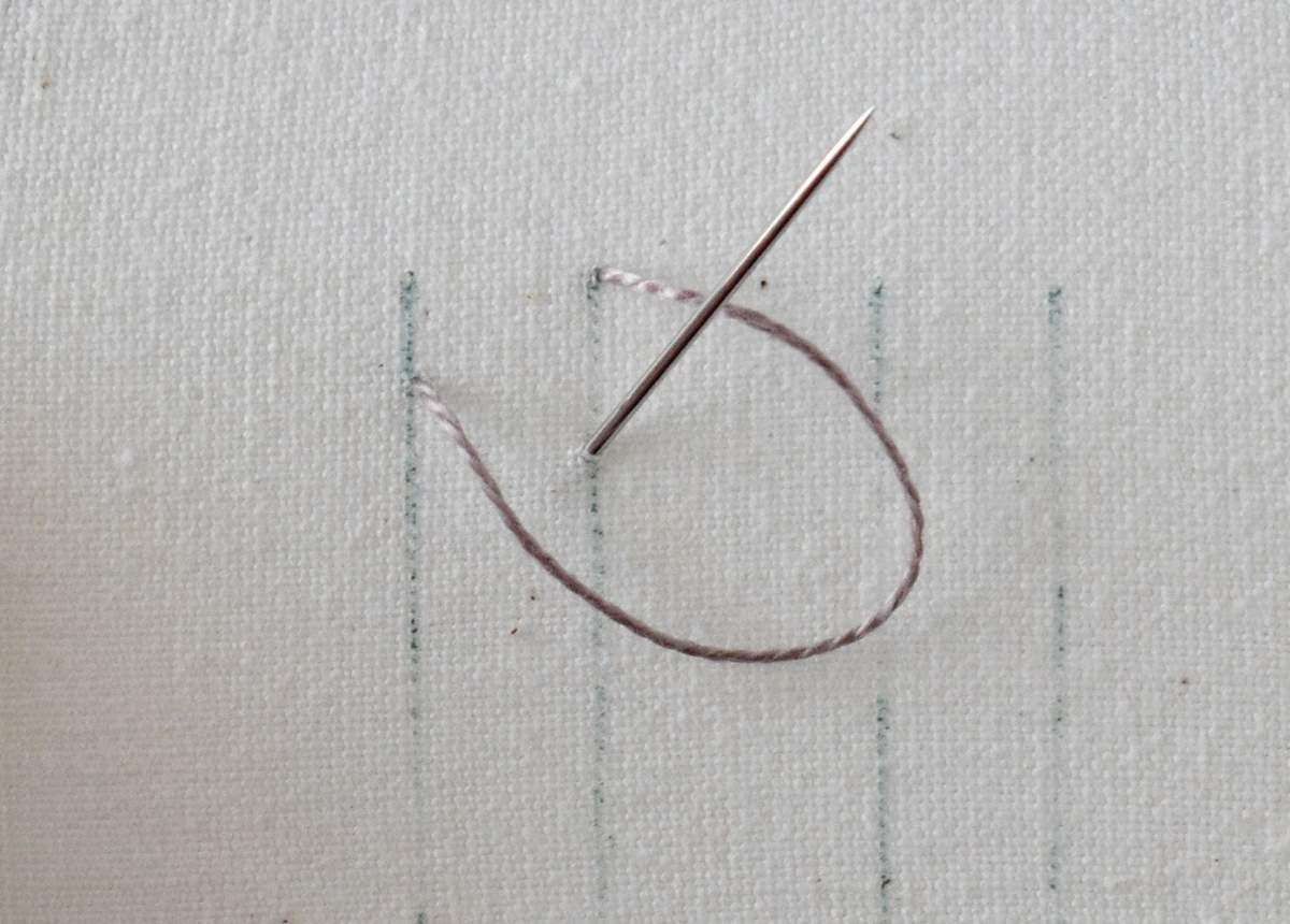 Closed Feather Stitch hand embroidery tutorial step 3 image
