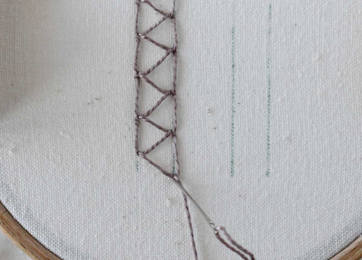 Closed Feather Stitch hand embroidery tutorial step 8 image