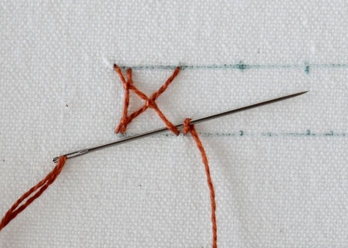 Knotted Diamond Stitch hand embroidery tutorial step 10 image