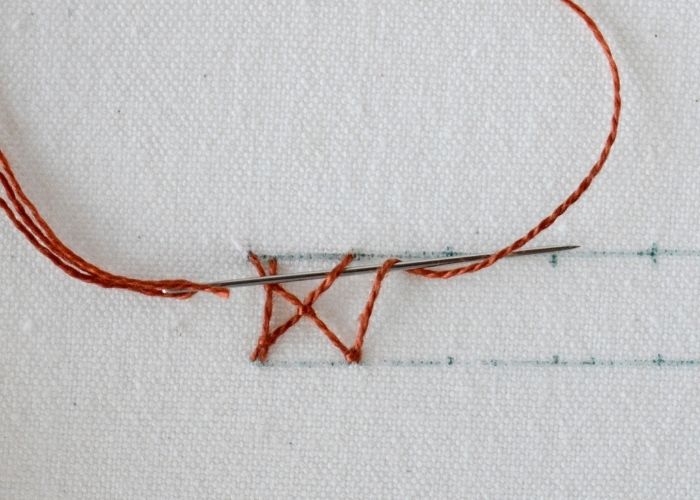 Knotted Diamond Stitch hand embroidery tutorial step 11 image