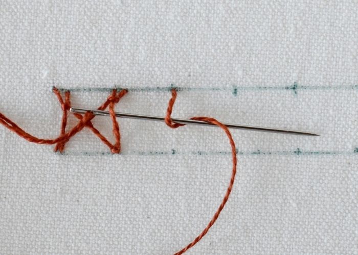 Knotted Diamond Stitch hand embroidery tutorial step 12 image