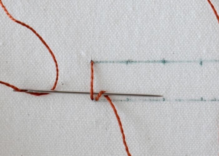 Knotted Diamond Stitch hand embroidery tutorial step 3 image