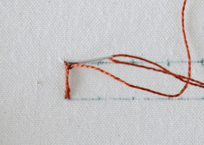 Knotted Diamond Stitch hand embroidery tutorial step 5 image
