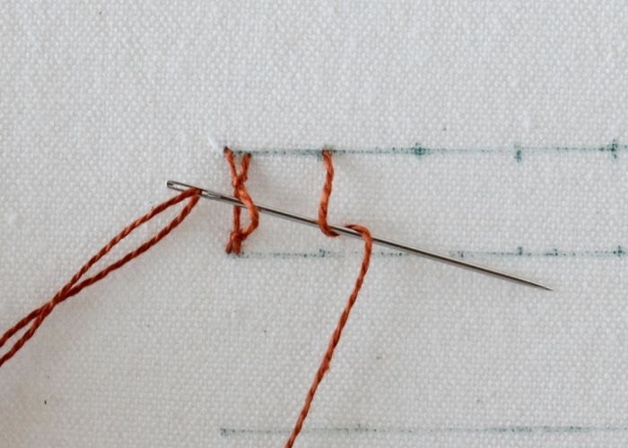 Knotted Diamond Stitch hand embroidery tutorial step 7 image