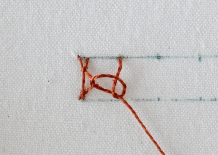 Knotted Diamond Stitch hand embroidery tutorial step 8 image