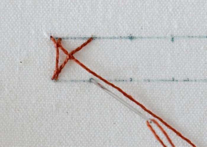 Knotted Diamond Stitch hand embroidery tutorial step 9 image