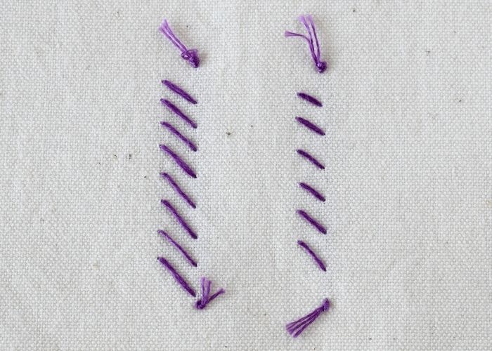 Single Feather Stitch hand embroidery sampler back side image
