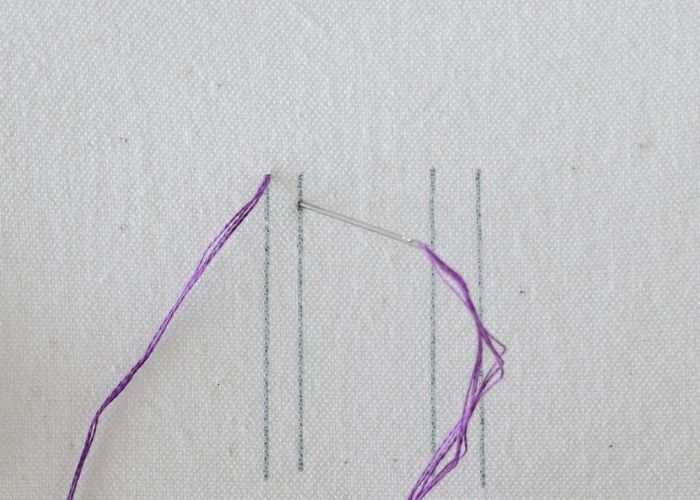 Single Feather Stitch hand embroidery tutorial step 2 image