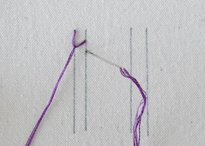 Single Feather Stitch hand embroidery tutorial step 4 image