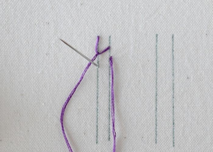 Single Feather Stitch hand embroidery tutorial step 5 image