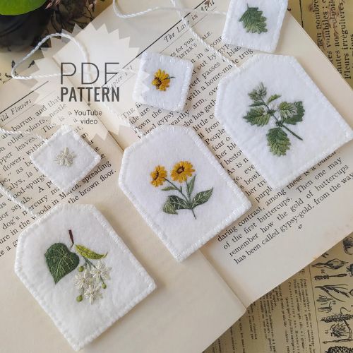 Floral Tea Bag Bookmark Embroidery Pattern on Etsy