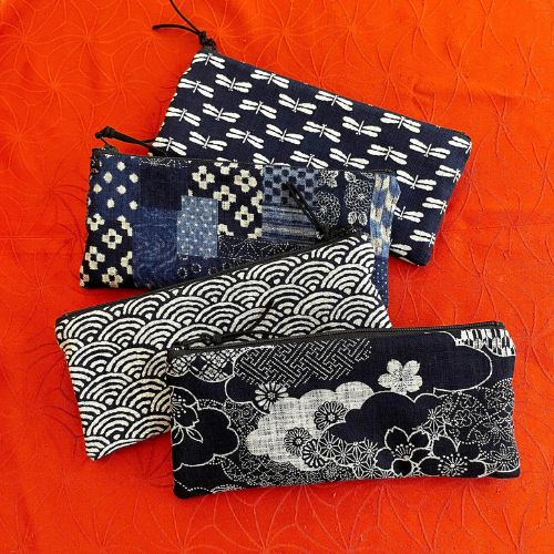 Japanese Indigo Zipper Pouch on Etsy