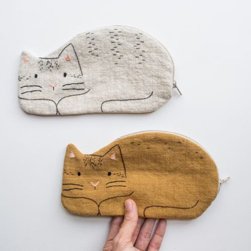Kitty Cat loaf small zip pouch on Etsy