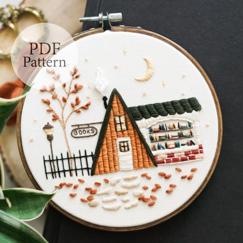 Little Library Cabin - Step By Step Beginner Embroidery Pattern  on Etsy