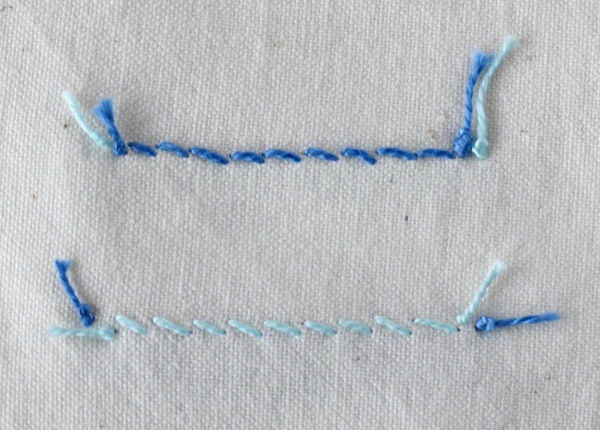 Pendant Couching hand embroidery sampler back side image