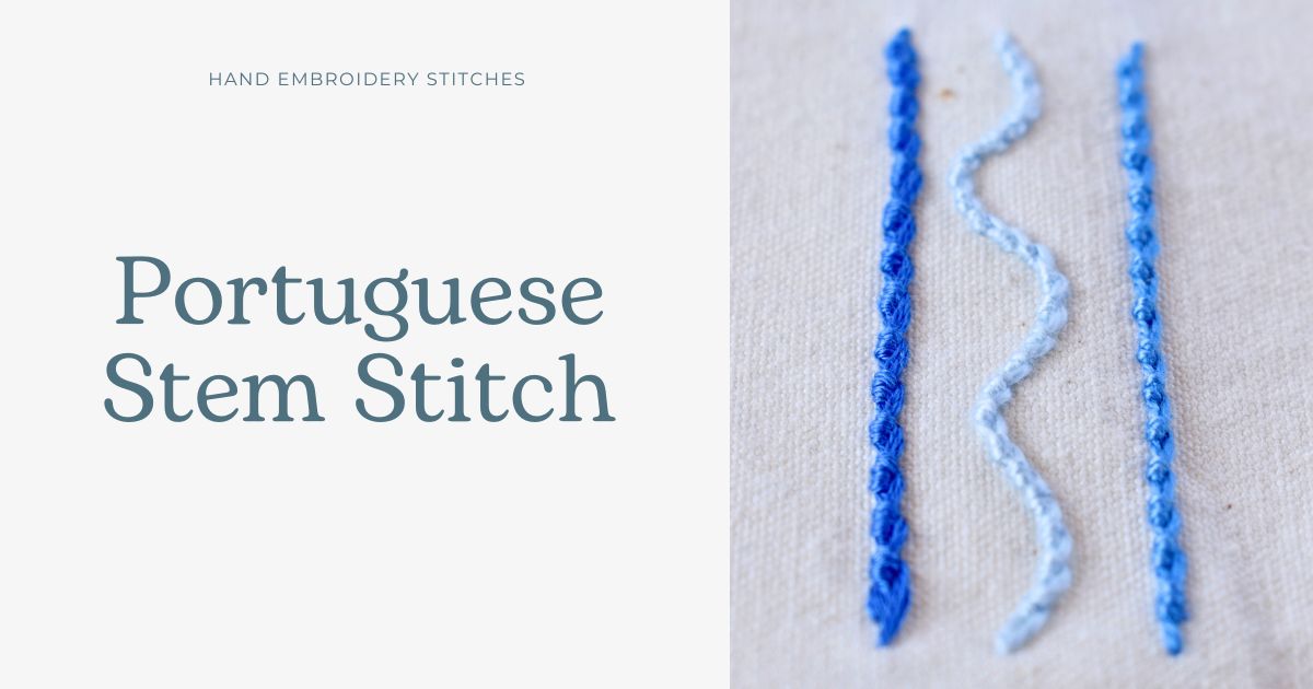 Portuguese Stem Stitch hand embroidery tutorial cover image