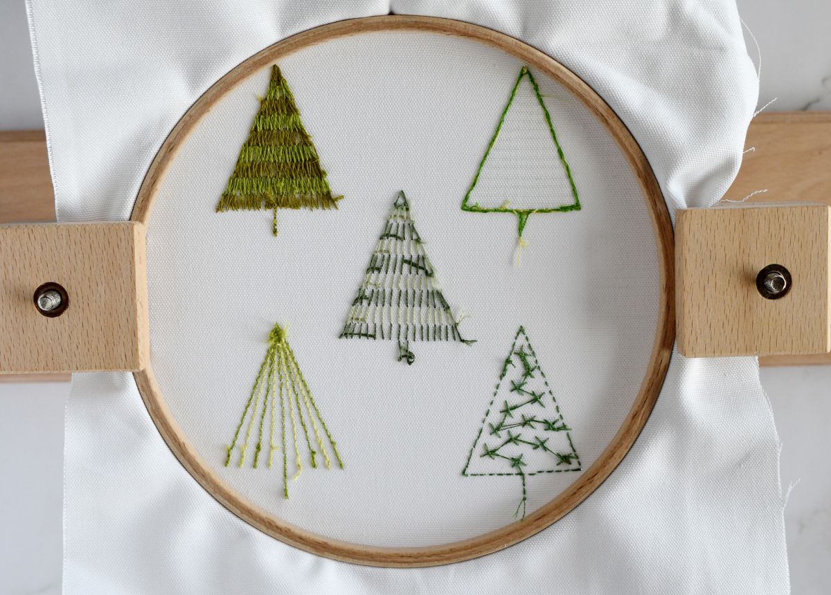 Reverse side of embroidery hoop art image