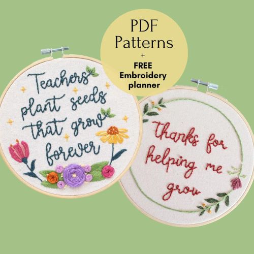 Teacher Appreciation Embroidery Pattern on Etsy