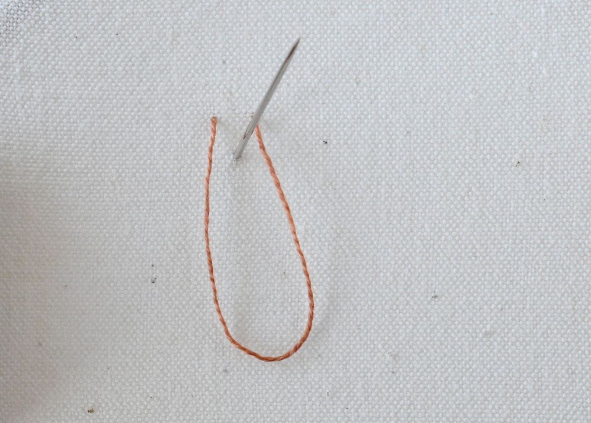 Triangular Feather Stitch hand embroidery tutorial step 2 image