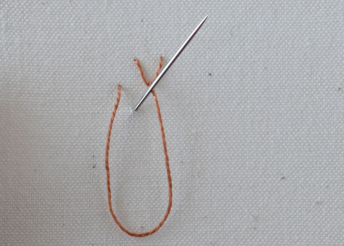 Triangular Feather Stitch hand embroidery tutorial step 3 image