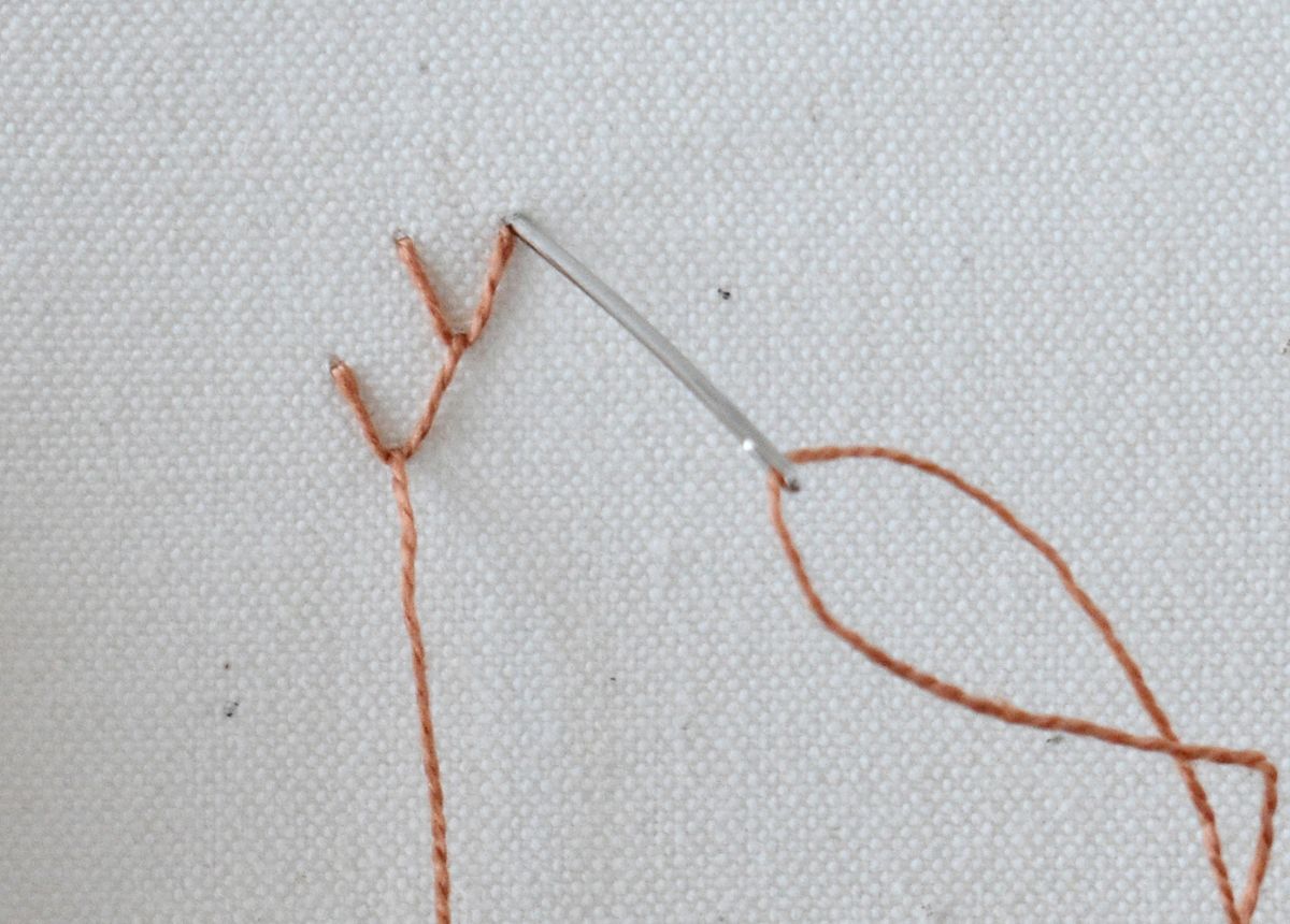 Triangular Feather Stitch hand embroidery tutorial step 4 image