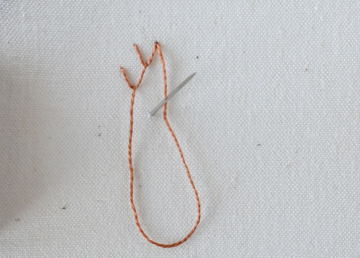 Triangular Feather Stitch hand embroidery tutorial step 5 image