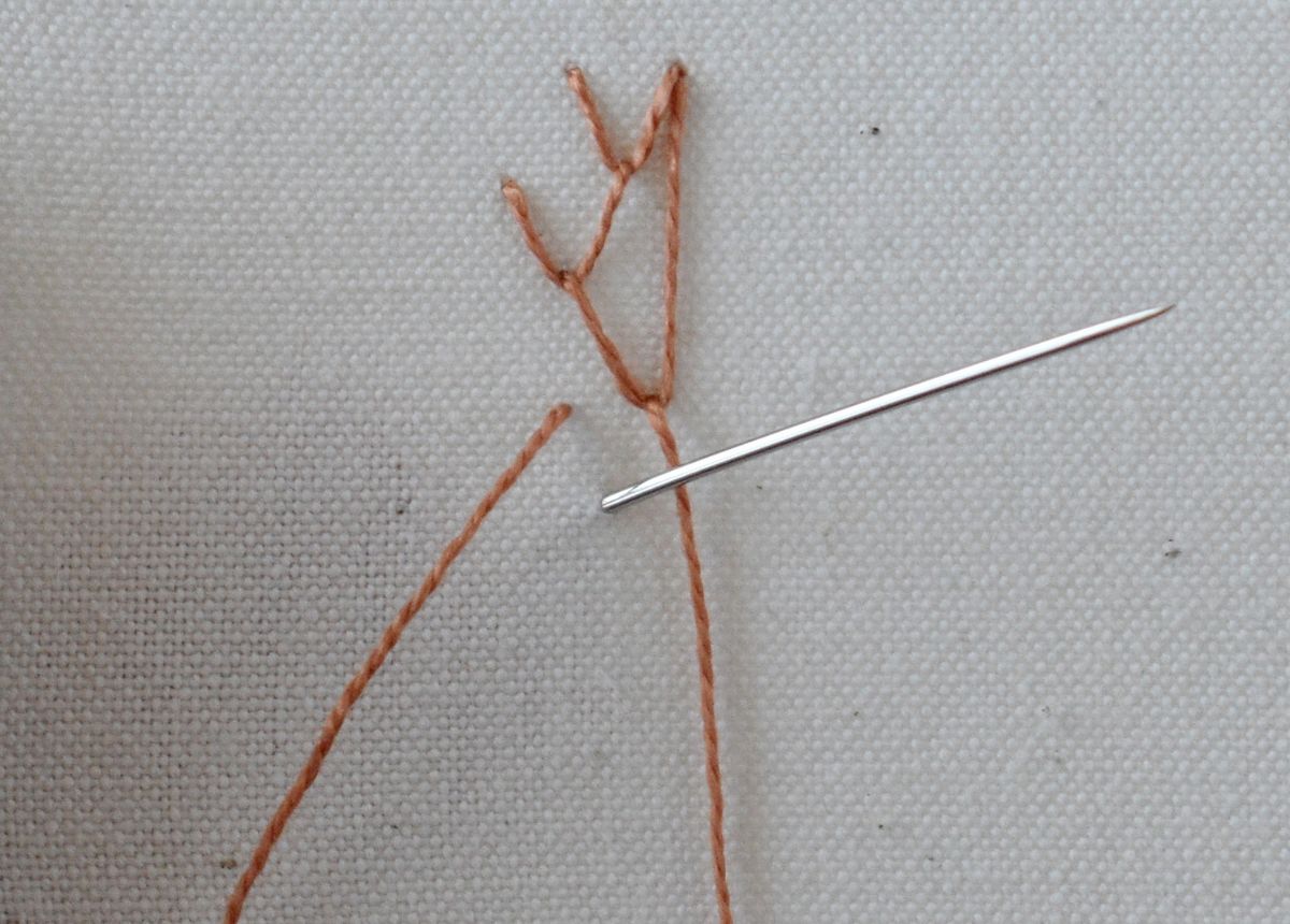 Triangular Feather Stitch hand embroidery tutorial step 6 image