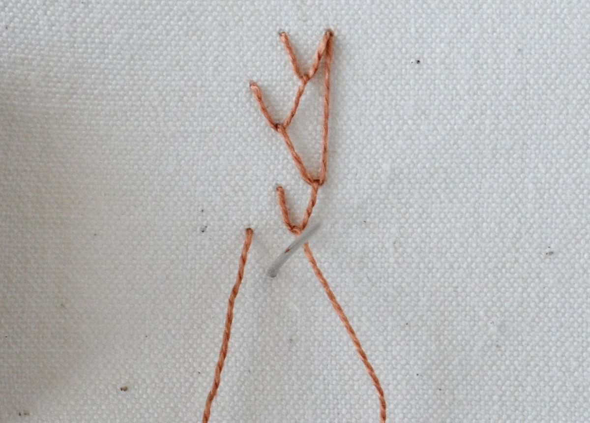 Triangular Feather Stitch hand embroidery tutorial step 7 image