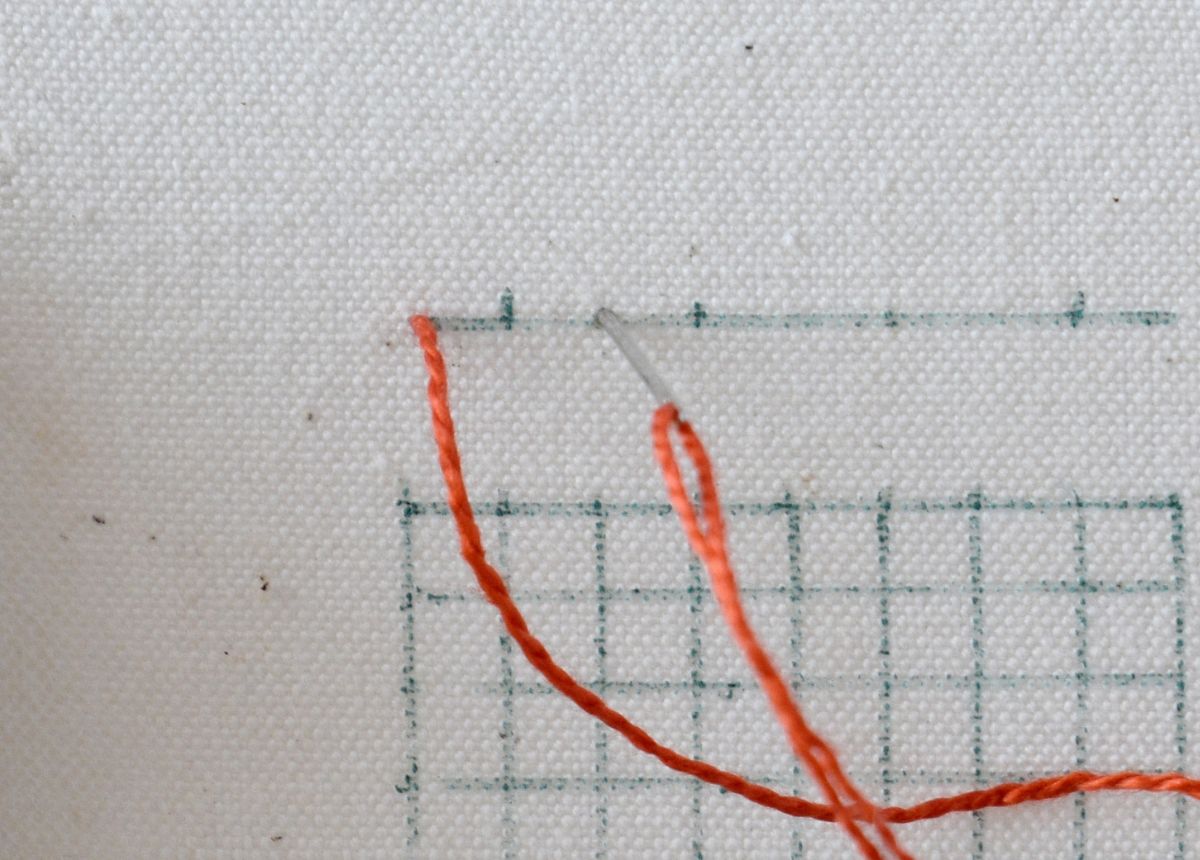 Upright Cross Stitch hand embroidery tutorial step 1 image
