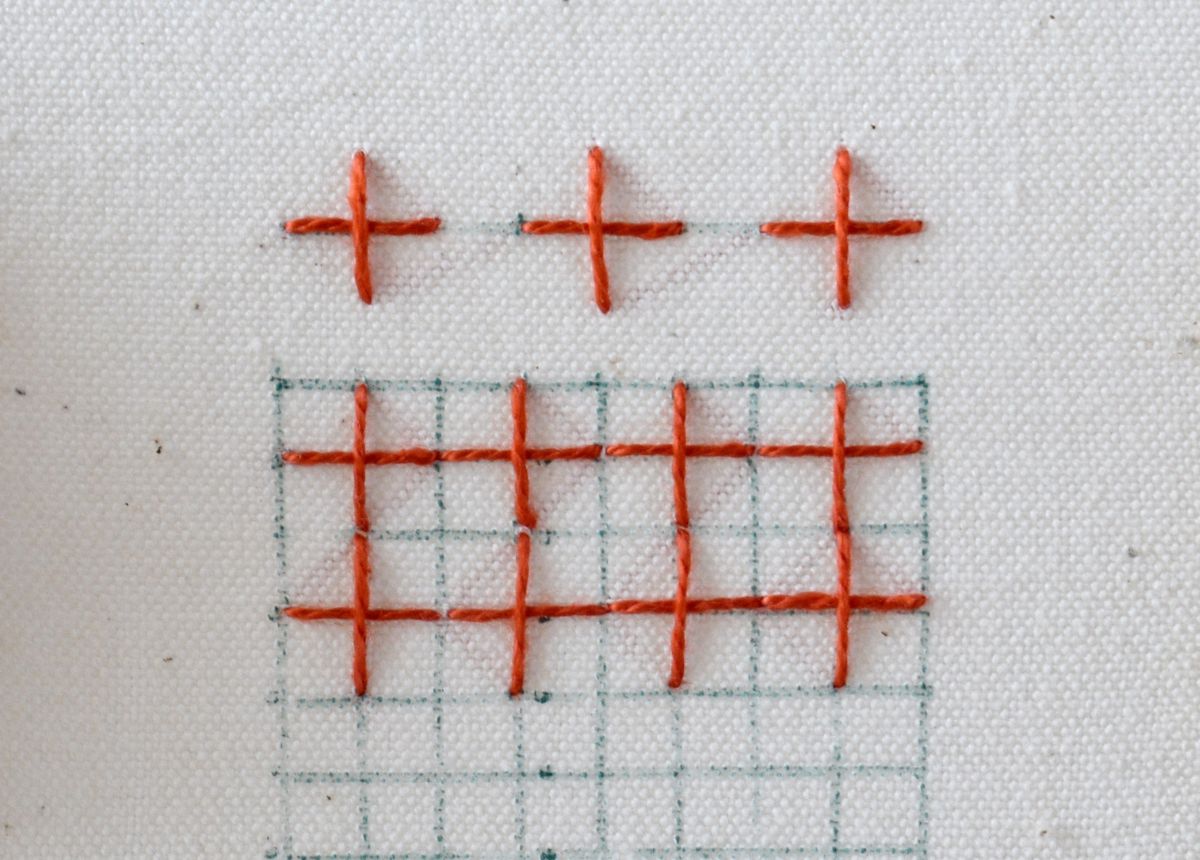 Upright Cross Stitch hand embroidery tutorial step 3 image