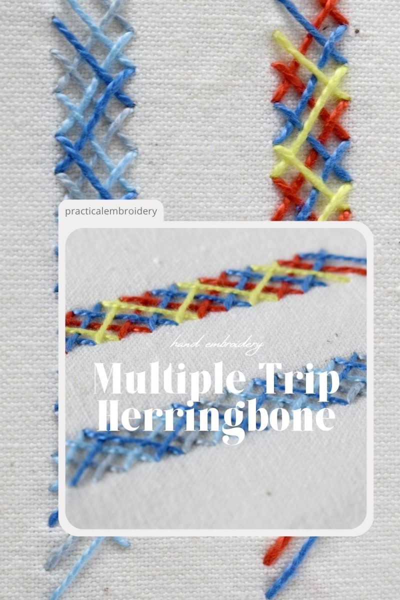 Stunning Multiple Trip Herringbone Stitch Tutorial PIN image