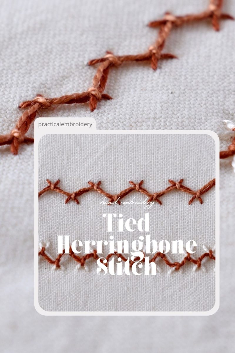 Tied Herringbone Stitch Tutorial PIN image