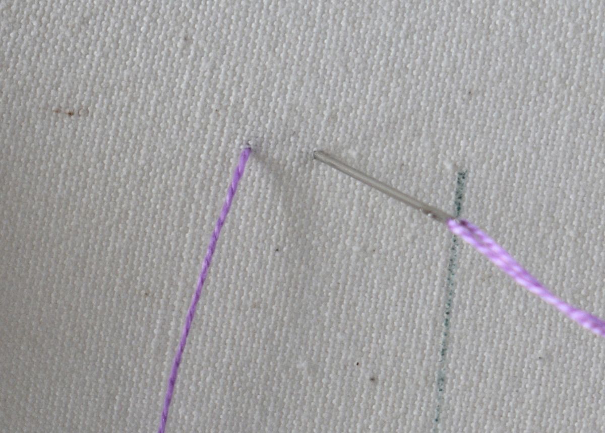 Double Fly Stitch hand embroidery tutorial step 1 image