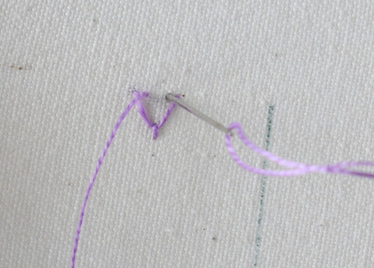 Double Fly Stitch hand embroidery tutorial step 4 image