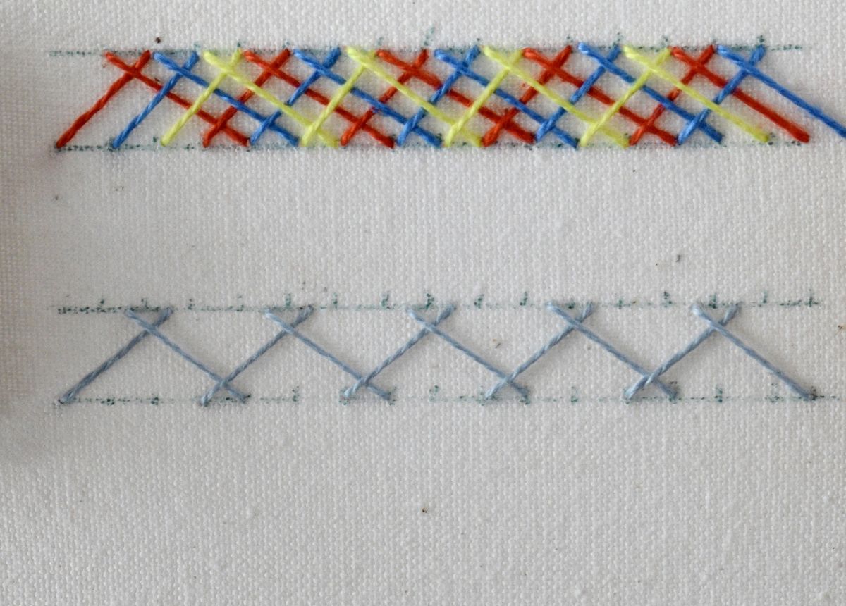 Multiple Trip Herringbone hand embroidery tutorial step 6 image