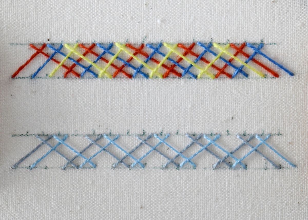 Multiple Trip Herringbone hand embroidery tutorial step 7 image