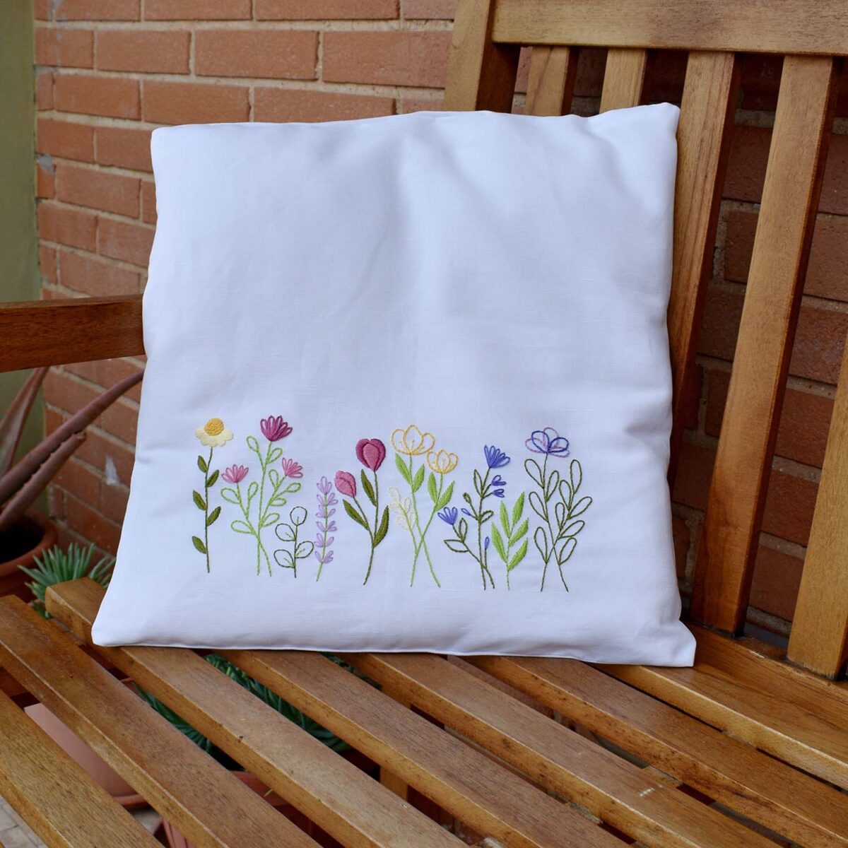Pillow case with floral embroidery image
