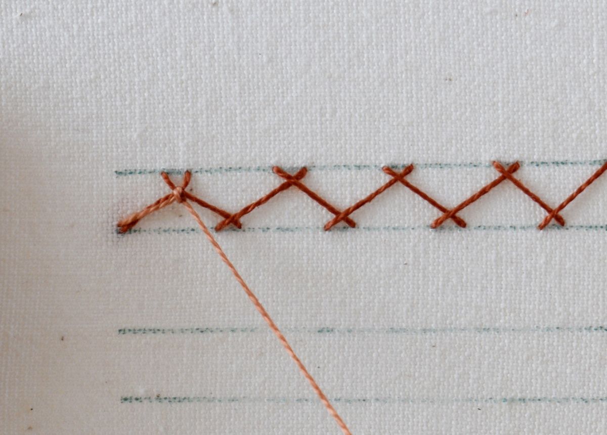 Tied Herringbone Stitch hand embroidery tutorial step 5 image