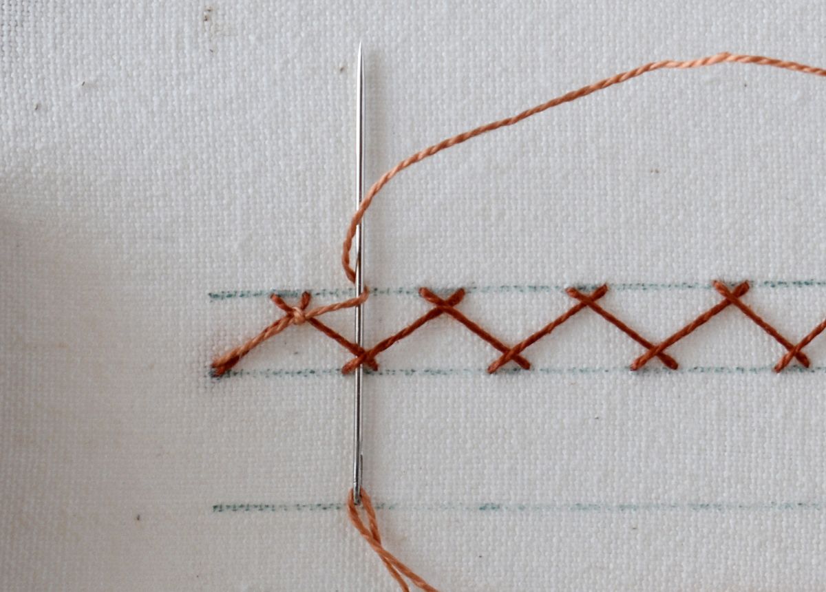 Tied Herringbone Stitch hand embroidery tutorial step 6 image
