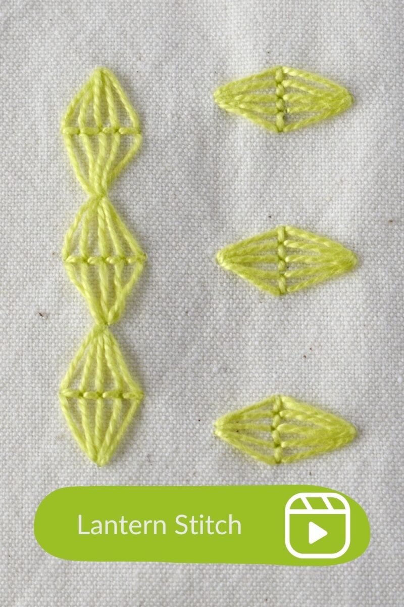 Watch Lantern Stitch Embroidery Video Tutorial PIN image