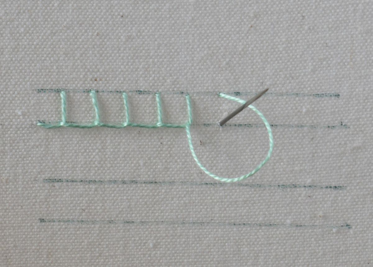 Boxed Blanket Stitch hand embroidery tutorial step 4 image