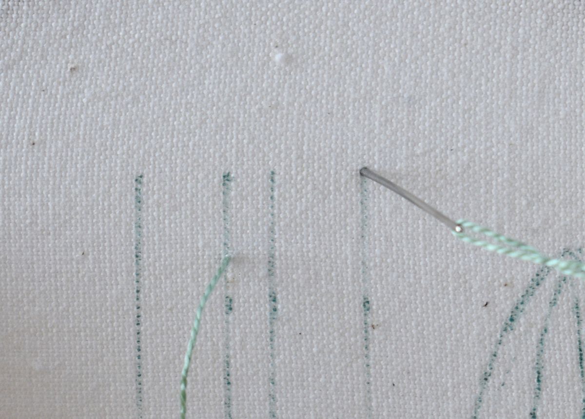 Open Fishbone Stitch hand embroidery tutorial step 1 image
