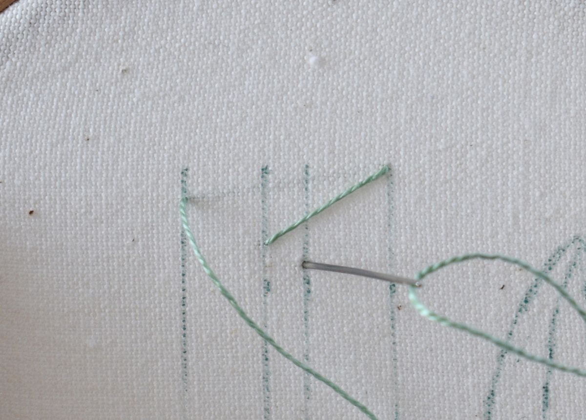 Open Fishbone Stitch hand embroidery tutorial step 2 image