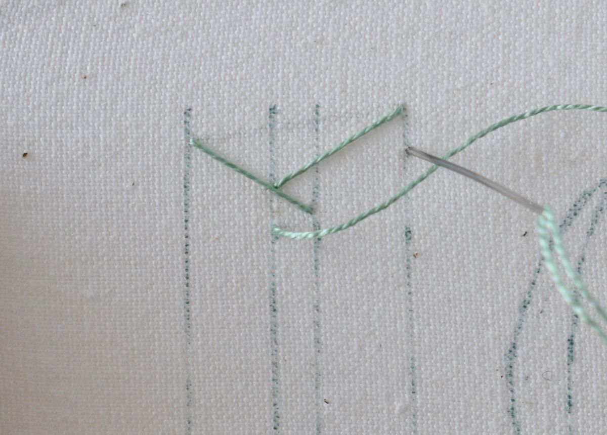 Open Fishbone Stitch hand embroidery tutorial step 3 image