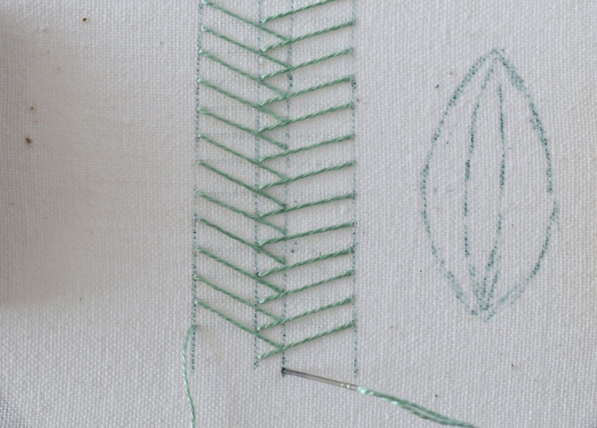 Open Fishbone Stitch hand embroidery tutorial step 5 image